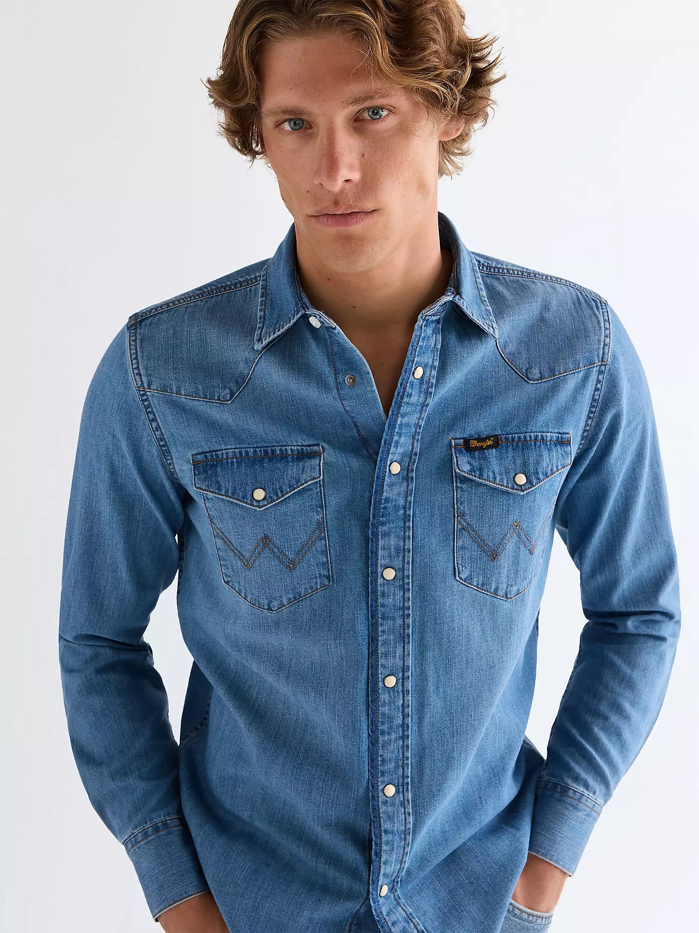 WESTERN SHIRT MID LIGHT WASH