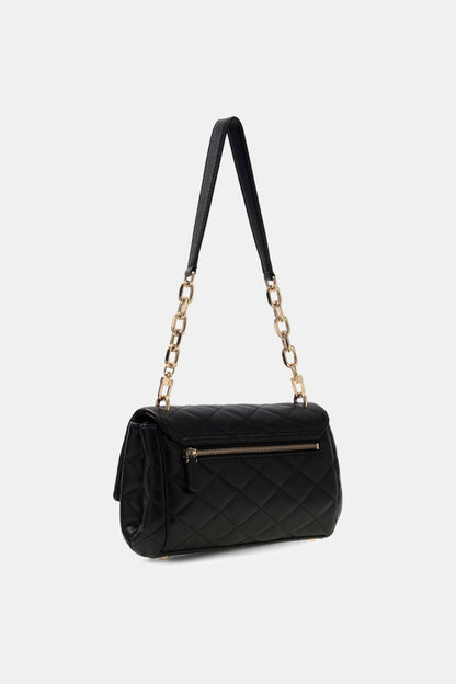 FRANCES FLAP SHOULDER BAG-BLACK