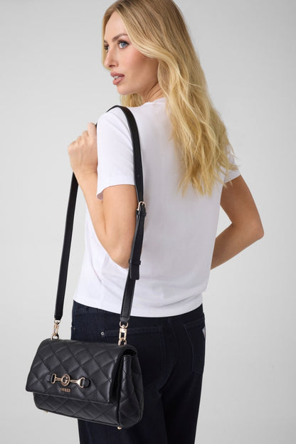 FRANCES FLAP SHOULDER BAG-BLACK
