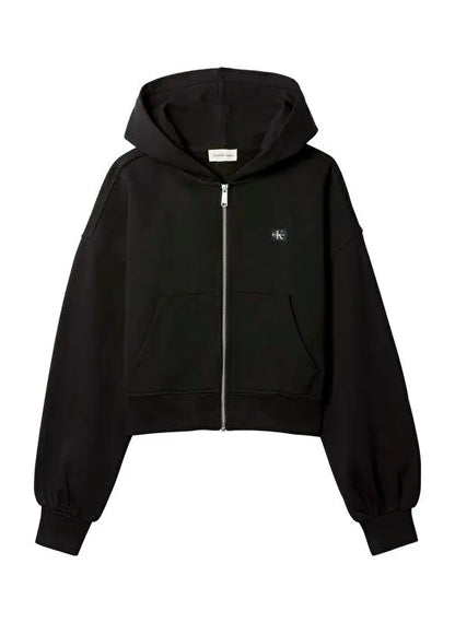 Felpa Crop con Zip e Cappuccio