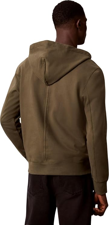Felpa con cappuccio in spugna di cotone con stemma e zip