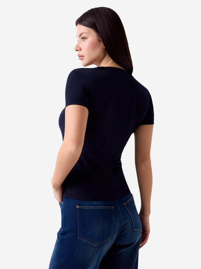 T-shirt con logo di strass