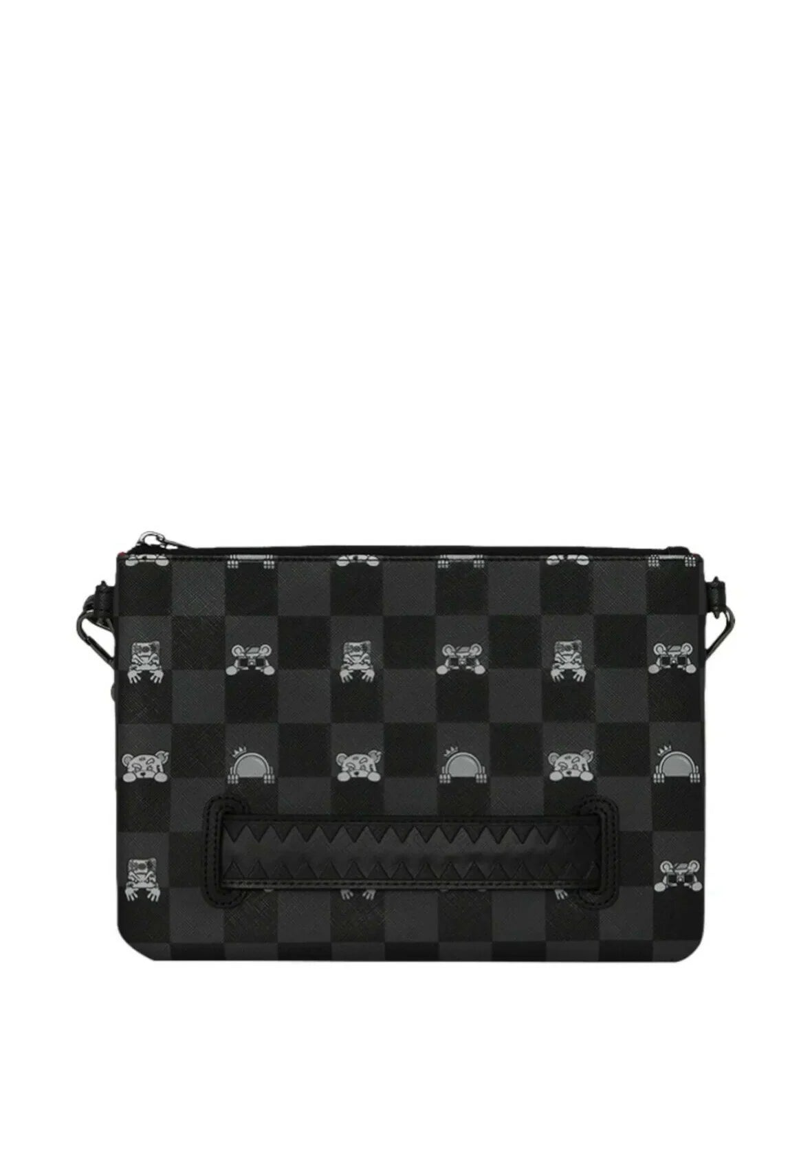 GRAY PEEKING CHARACTER CHECK CROSSBODY POUCHETTE SPRAYGROUND