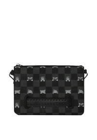 GRAY PEEKING CHARACTER CHECK CROSSBODY POUCHETTE SPRAYGROUND