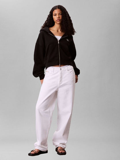 Felpa Crop con Zip e Cappuccio