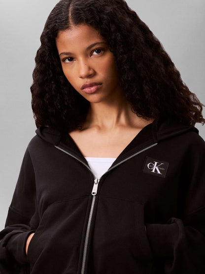 Felpa Crop con Zip e Cappuccio