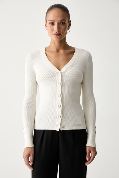 LS VN ELLIE CARDI SWTR-CREAM WHITE