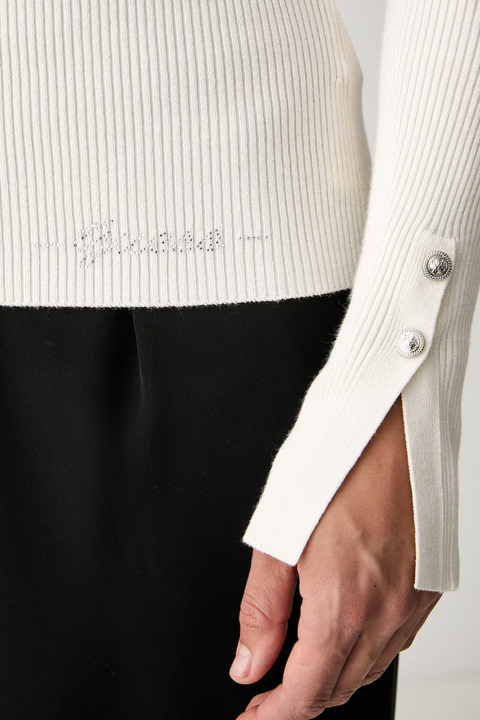 LS VN ELLIE CARDI SWTR-CREAM WHITE