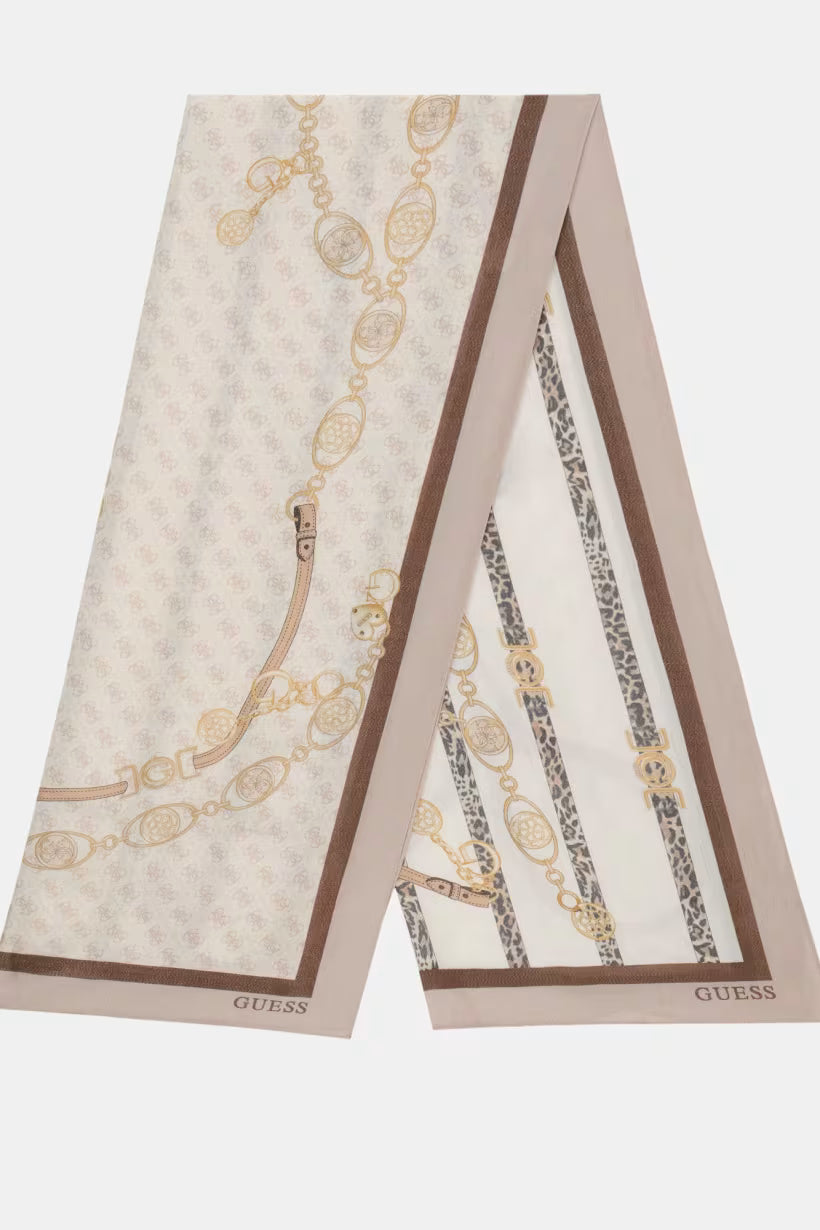 PRINTED SCARF 70X180-LIGHT TAUPE