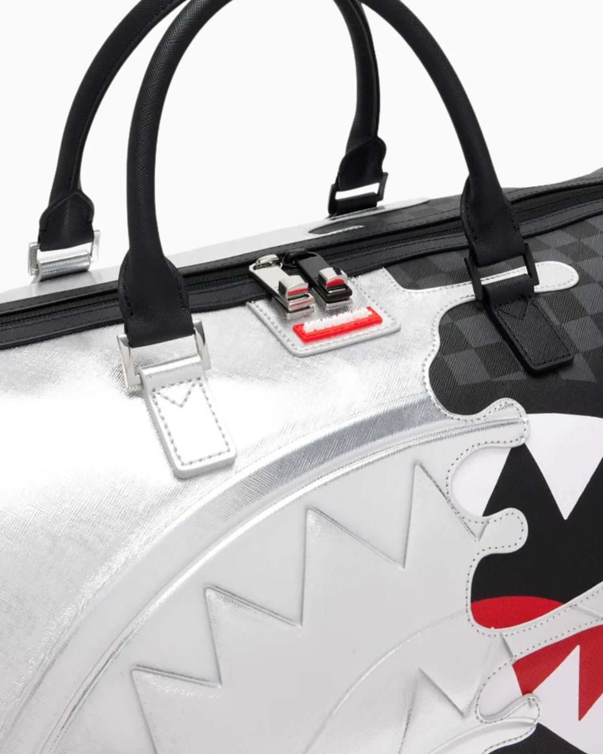 SILVER SIDE DRIP BLACK CHECK LARGE DUFFLE SPRAYGROUND