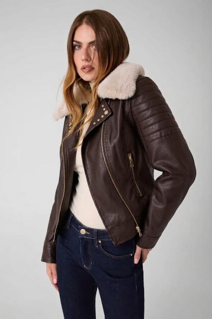 Giacca biker in pelle sintetica