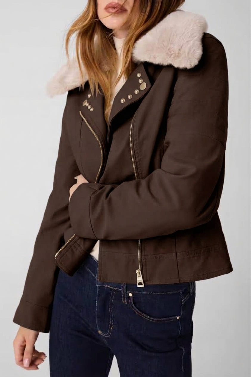 Giacca biker in pelle sintetica