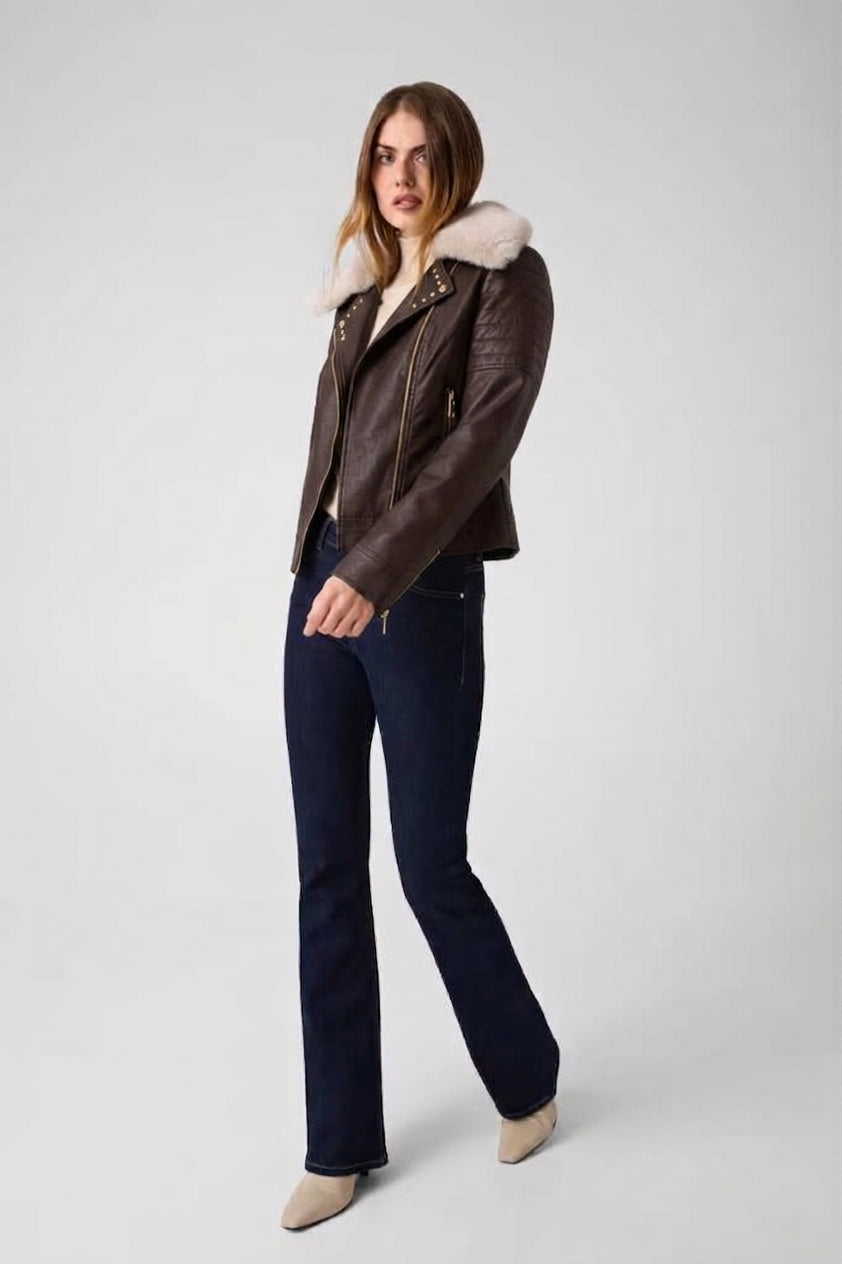 Giacca biker in pelle sintetica