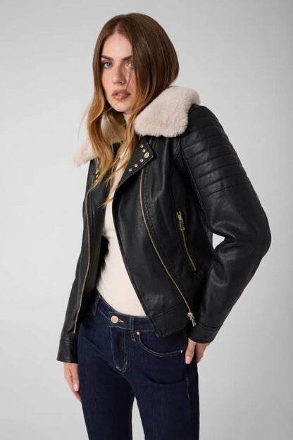 Giacca biker in pelle sintetica