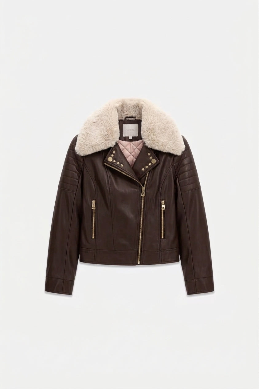 Giacca biker in pelle sintetica