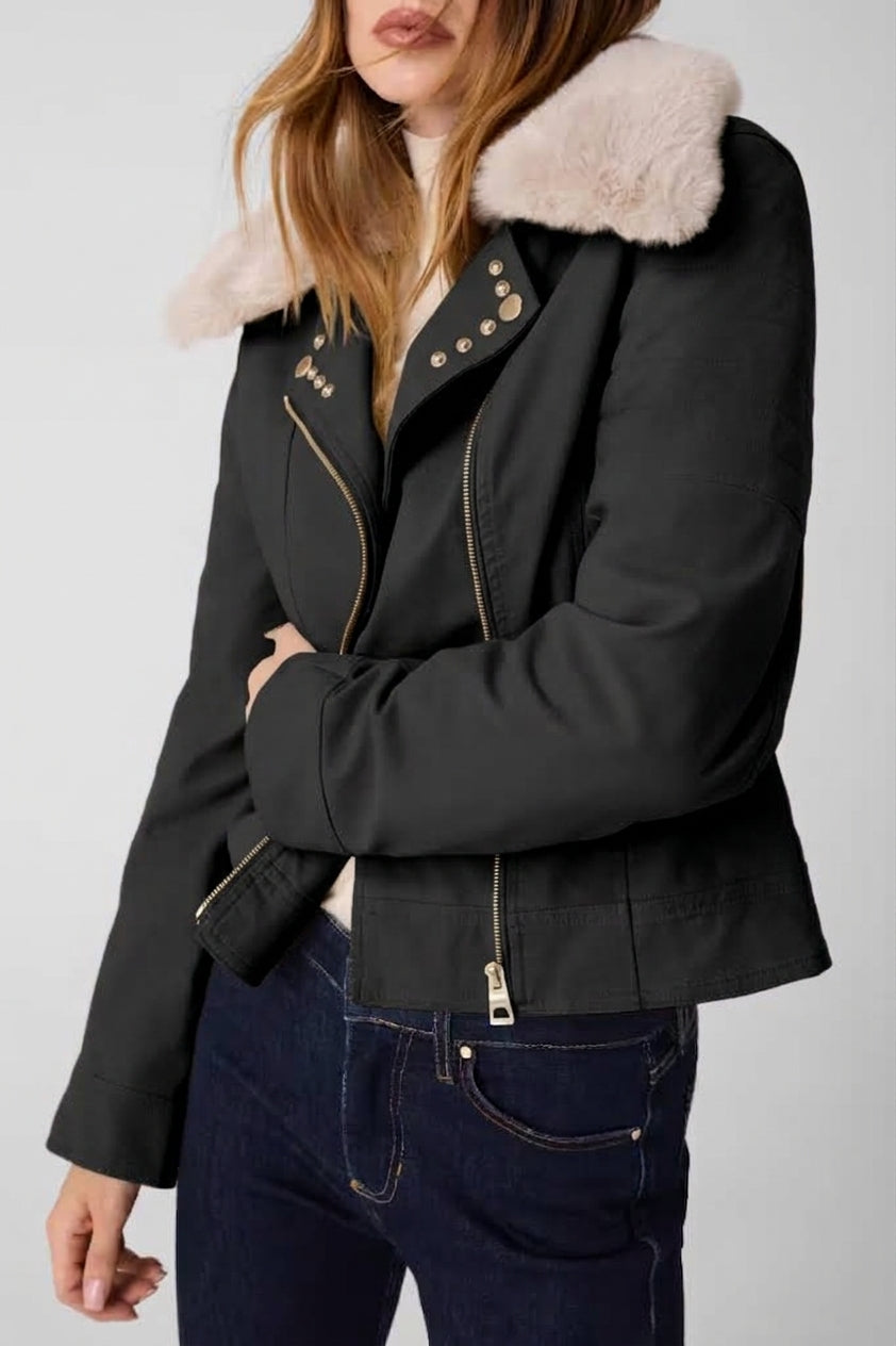 Giacca biker in pelle sintetica