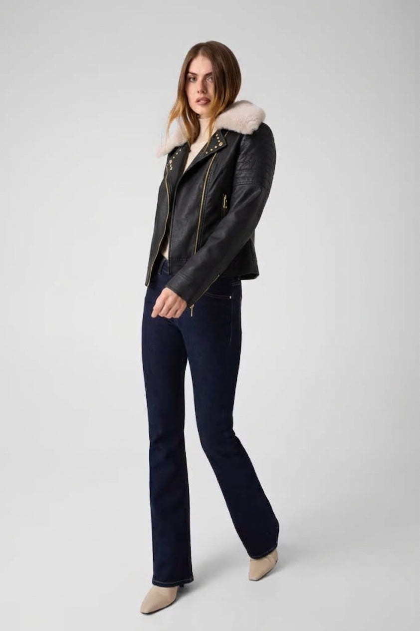 Giacca biker in pelle sintetica