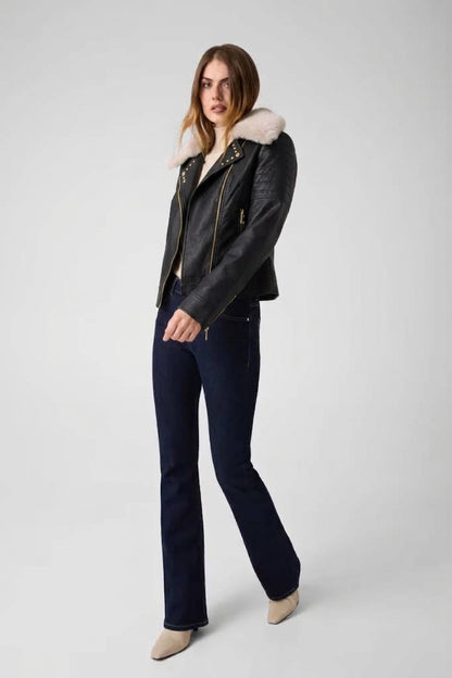 Giacca biker in pelle sintetica