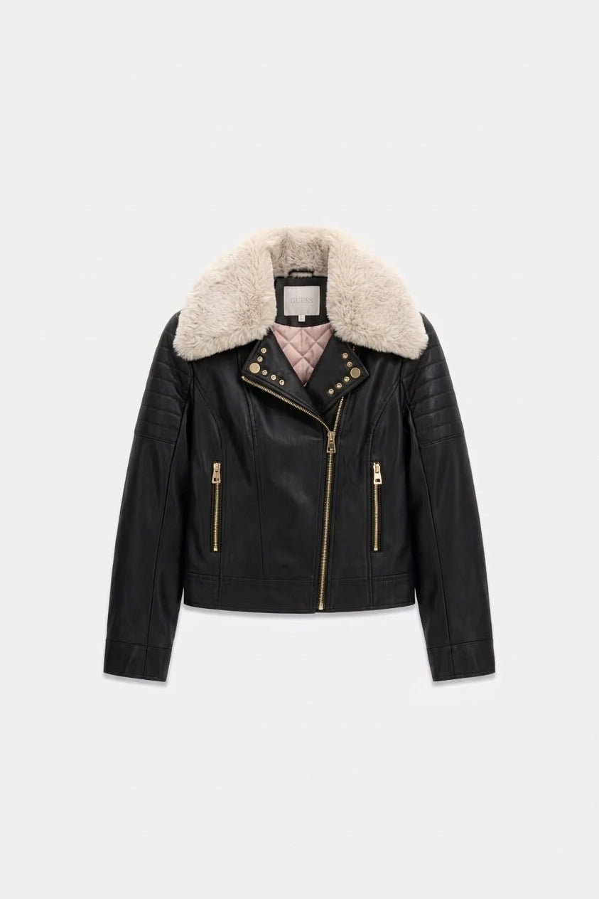 Giacca biker in pelle sintetica