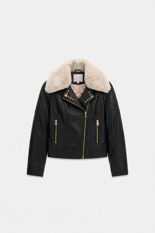Giacca biker in pelle sintetica