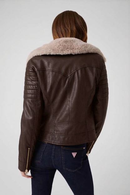 Giacca biker in pelle sintetica