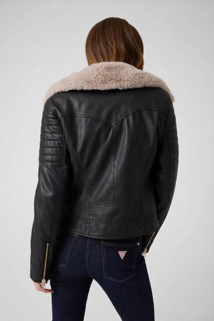 Giacca biker in pelle sintetica