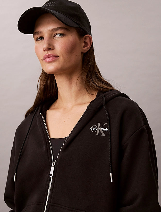 Felpa con cappuccio dal taglio relaxed con monogramma e zip