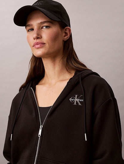 Felpa con cappuccio dal taglio relaxed con monogramma e zip