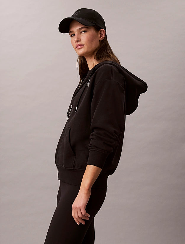 Felpa con cappuccio dal taglio relaxed con monogramma e zip