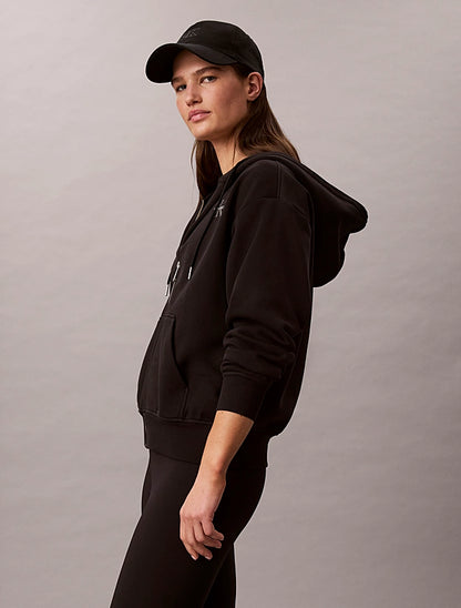 Felpa con cappuccio dal taglio relaxed con monogramma e zip