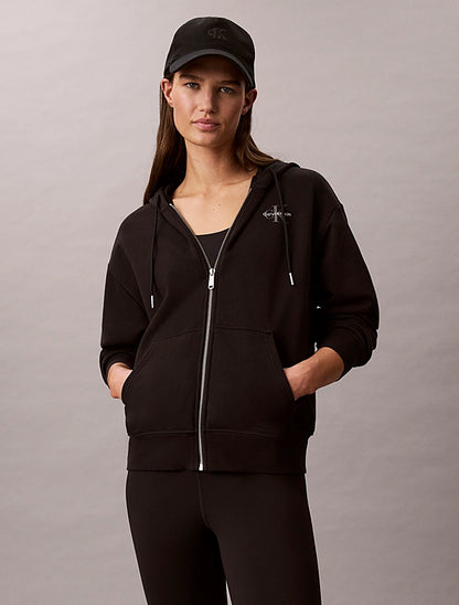 Felpa con cappuccio dal taglio relaxed con monogramma e zip