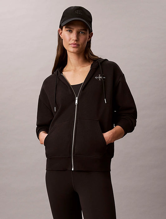 Felpa con cappuccio dal taglio relaxed con monogramma e zip
