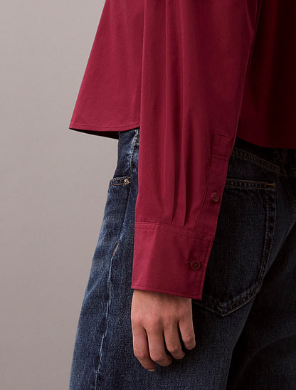 Camicia corta in popeline con monologo intessuto