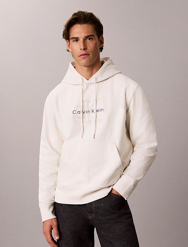 Felpa con cappuccio con logo in denim di spugna premium