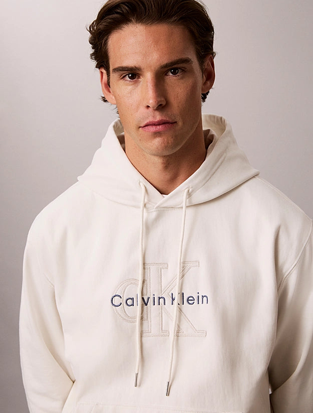 Felpa con cappuccio con logo in denim di spugna premium