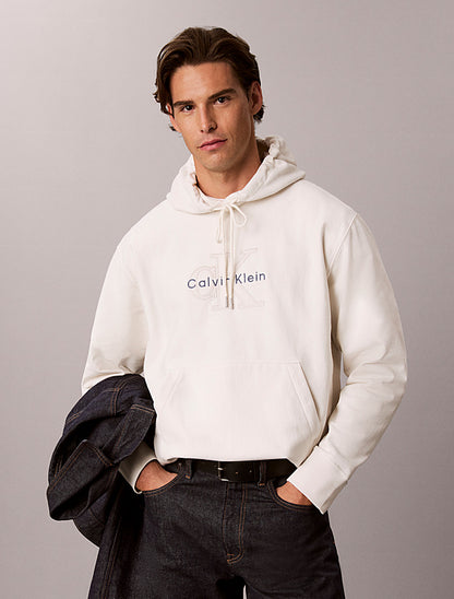 Felpa con cappuccio con logo in denim di spugna premium