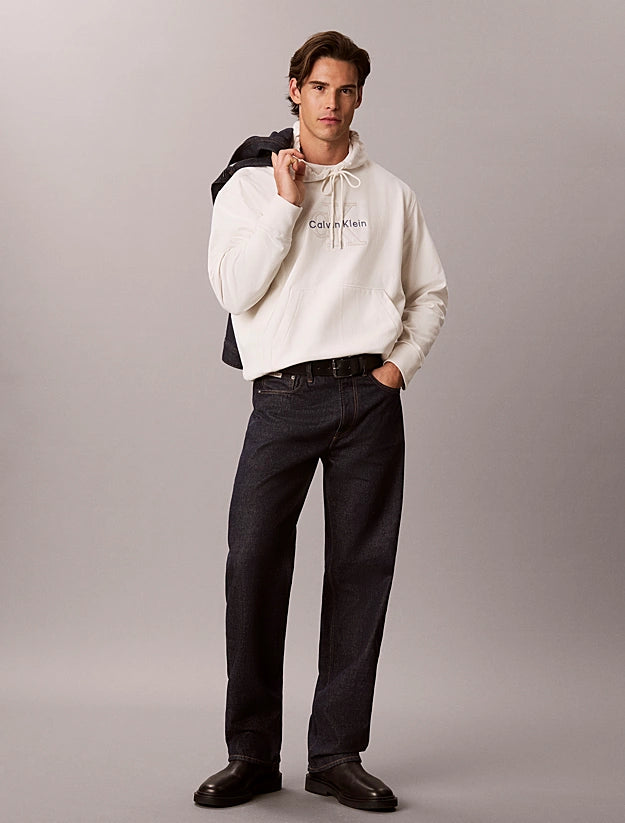 Felpa con cappuccio con logo in denim di spugna premium