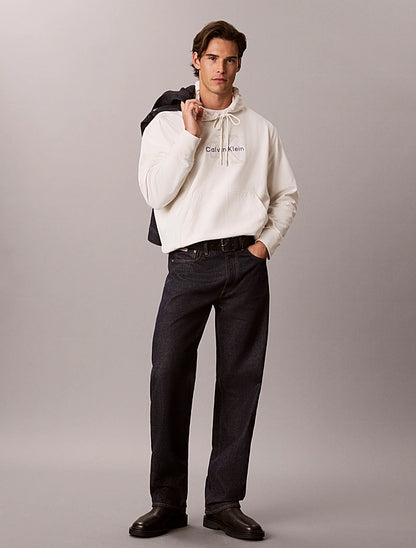 Felpa con cappuccio con logo in denim di spugna premium