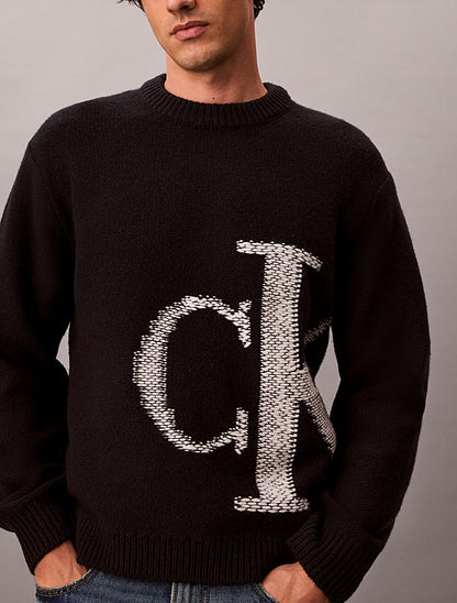 Maglione con monogramma in pura lana