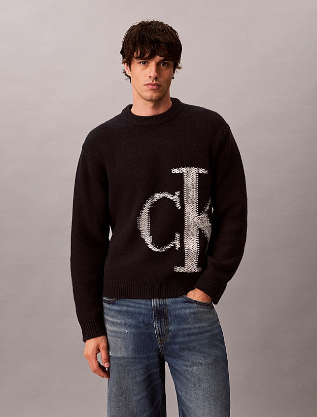 Maglione con monogramma in pura lana