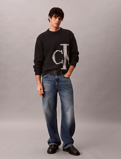 Maglione con monogramma in pura lana