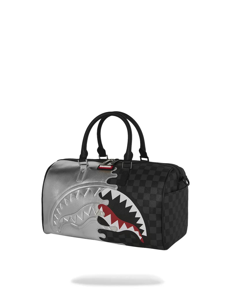 SILVER SIDE DRIP BLACK CHECK MINI DUFFLE SPRAYGROUND