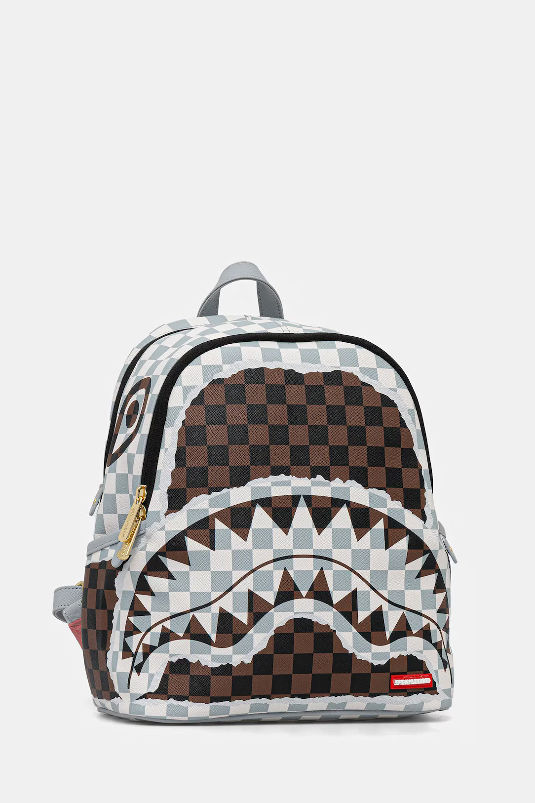 ZAINO SPRAYGROUND CREAM AND BROWN TEAR CHECK SAVAGE BACKPACK