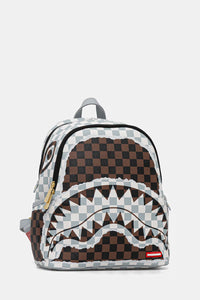 ZAINO SPRAYGROUND CREAM AND BROWN TEAR CHECK SAVAGE BACKPACK