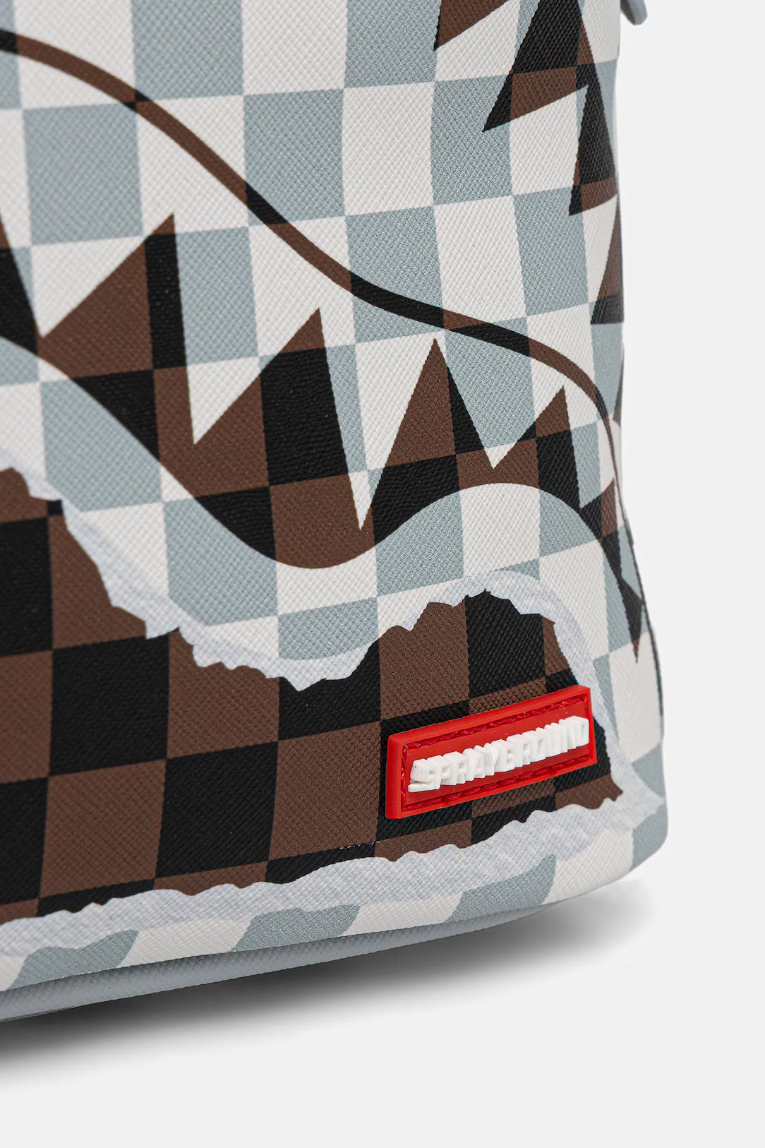 ZAINO SPRAYGROUND CREAM AND BROWN TEAR CHECK SAVAGE BACKPACK
