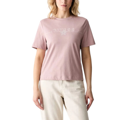 T-shirt con logo in strass