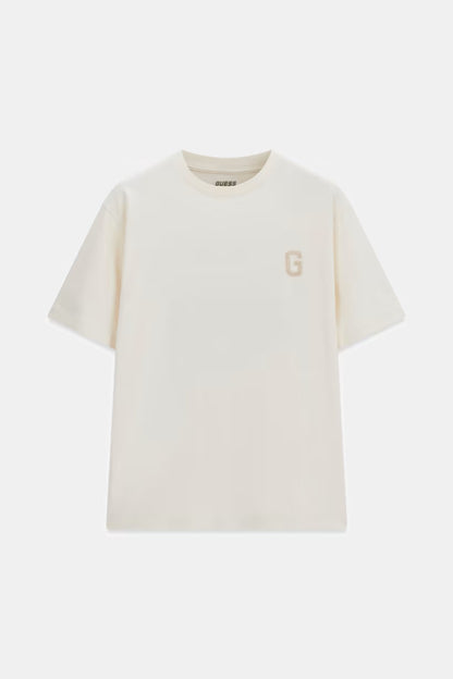 T-shirt con logo di paillettes