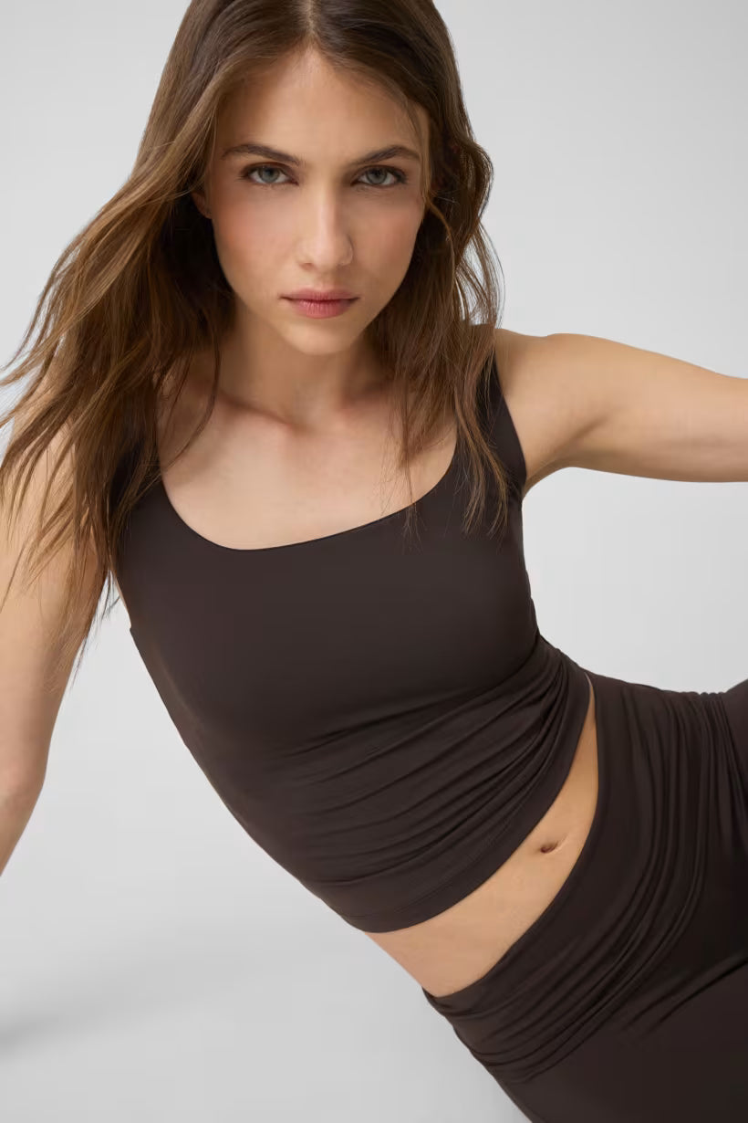 Top a canotta in misto nylon