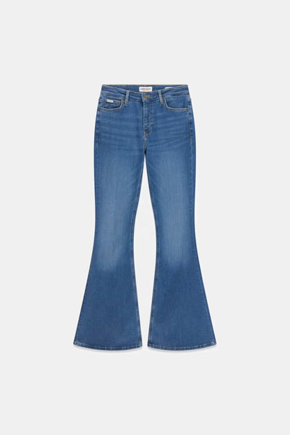 Jeans a zampa a vita alta