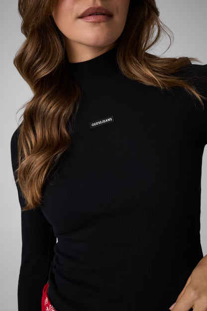 Maglione a collo alto con logo a patch
